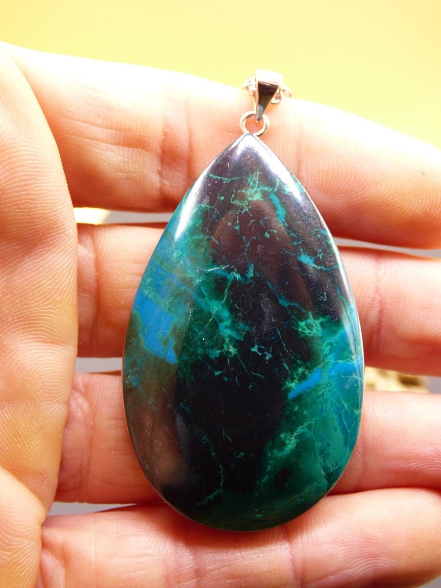 Chrysocoll AAA - 925 Sterling Silber Edelstein Kette Natur blau Schutz Rarität Heilstein Kristall Mann Frau Er Sie Geschenk Freund Bruder - Art of Nature Berlin