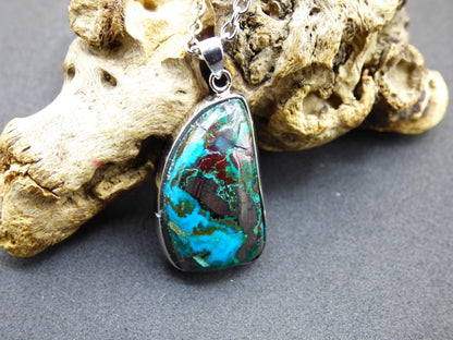Chrysocoll AAA - 925 Sterling Silber Edelstein Kette Natur blau Schutz Rarität Heilstein Kristall Mann Frau Er Sie Geschenk Freund Bruder - Art of Nature Berlin