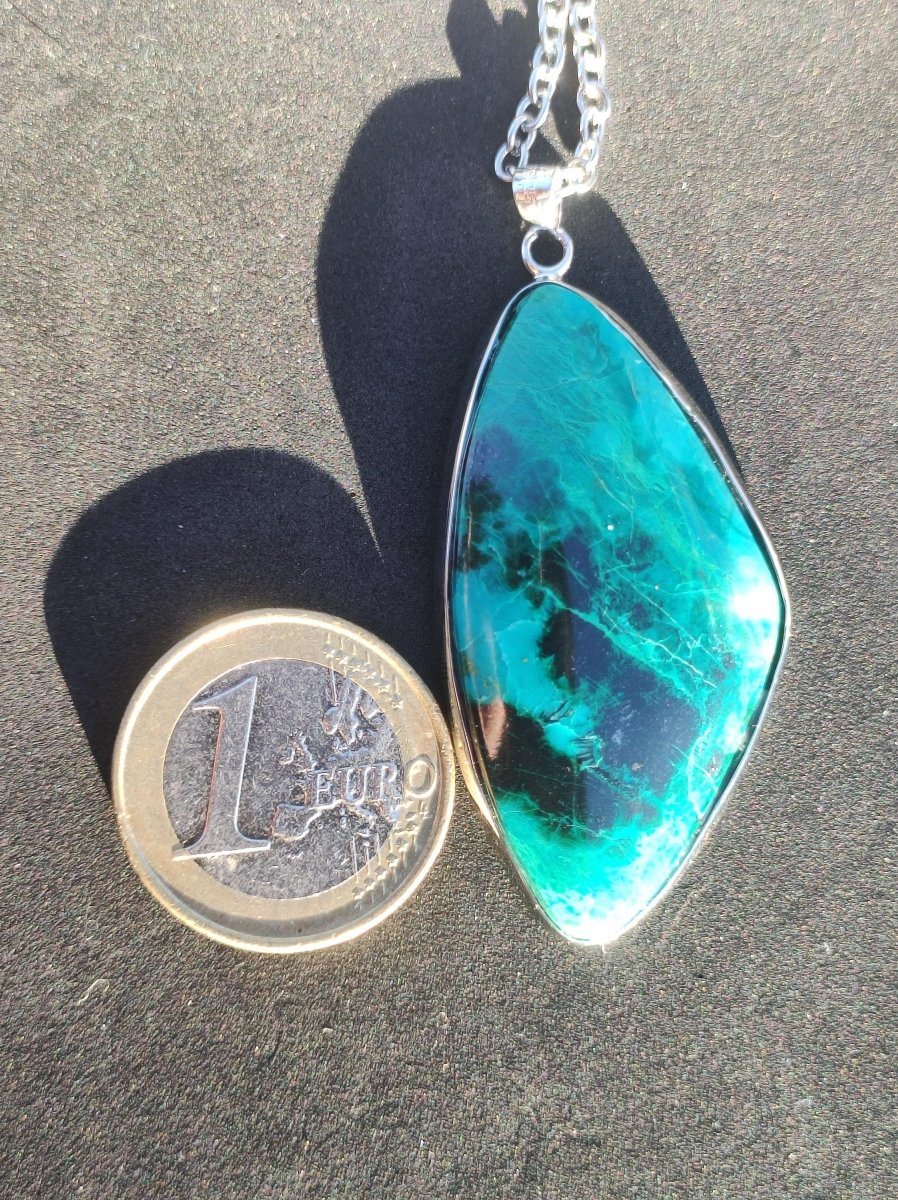 Chrysocoll AAA - 925 Sterling Silber Edelstein Kette Natur blau Schutz Rarität Heilstein Kristall Mann Frau Er Sie Geschenk Freund Bruder - Art of Nature Berlin