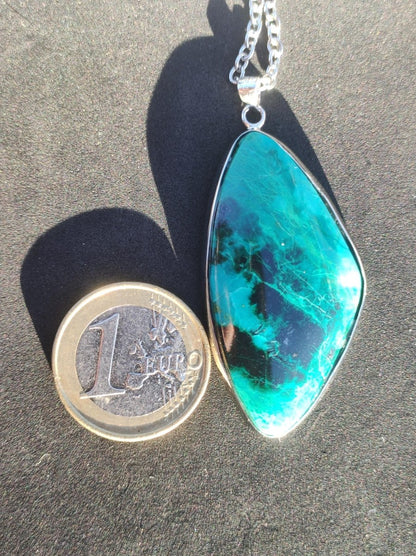 Chrysocoll AAA - 925 Sterling Silber Edelstein Kette Natur blau Schutz Rarität Heilstein Kristall Mann Frau Er Sie Geschenk Freund Bruder - Art of Nature Berlin