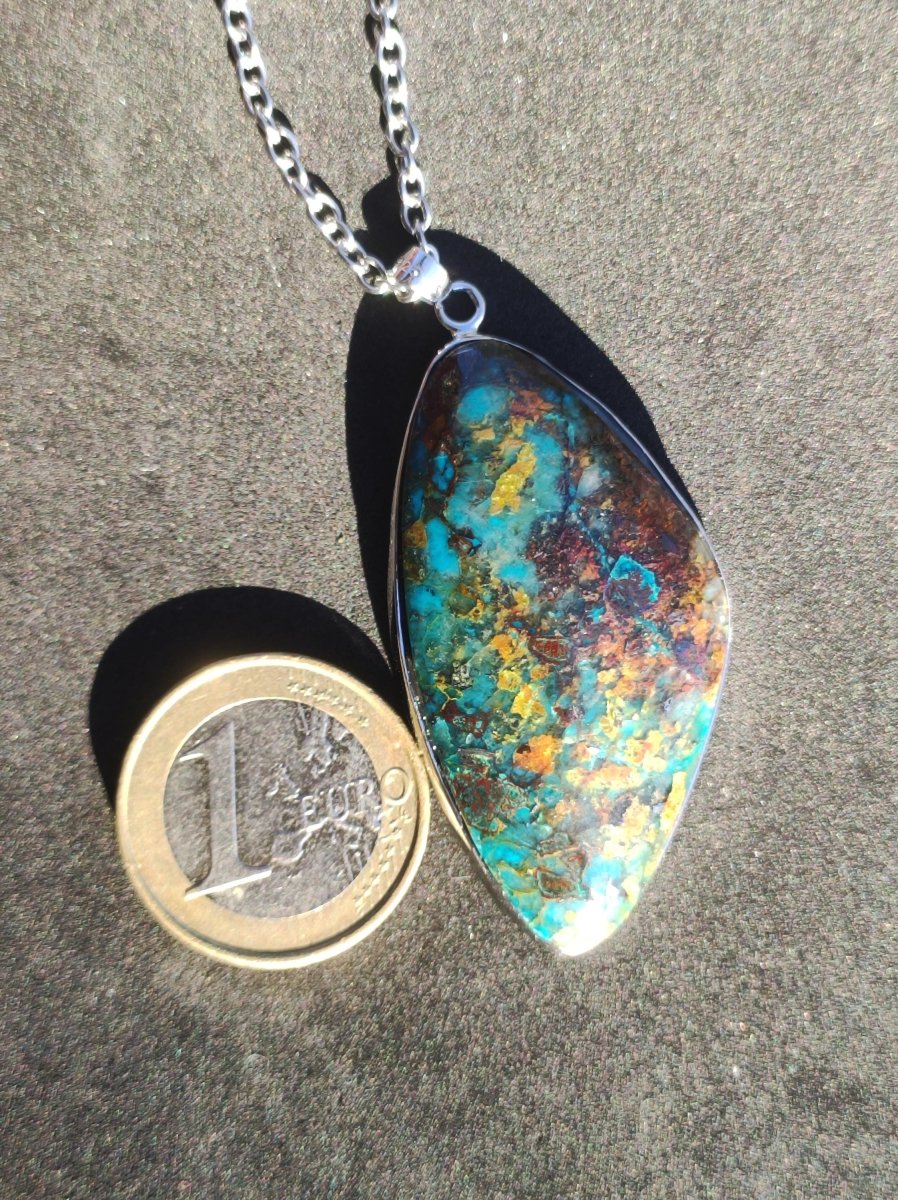 Chrysocoll AAA - 925 Sterling Silber Edelstein Kette Natur blau Schutz Rarität Heilstein Kristall Mann Frau Er Sie Geschenk Freund Bruder - Art of Nature Berlin