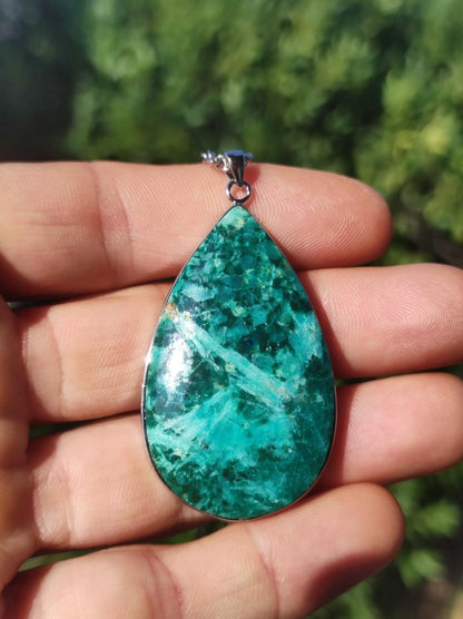 Chrysocoll AAA - 925 Sterling Silber Edelstein Kette Natur blau Schutz Rarität Heilstein Kristall Mann Frau Er Sie Geschenk Freund Bruder - Art of Nature Berlin