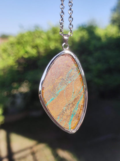 Chrysocoll AAA - 925 Sterling Silber Edelstein Kette Natur blau Schutz Rarität Heilstein Kristall Mann Frau Er Sie Geschenk Freund Bruder - Art of Nature Berlin