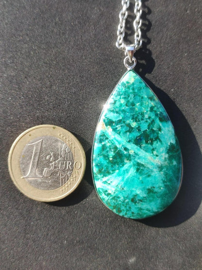 Chrysocoll AAA - 925 Sterling Silber Edelstein Kette Natur blau Schutz Rarität Heilstein Kristall Mann Frau Er Sie Geschenk Freund Bruder - Art of Nature Berlin