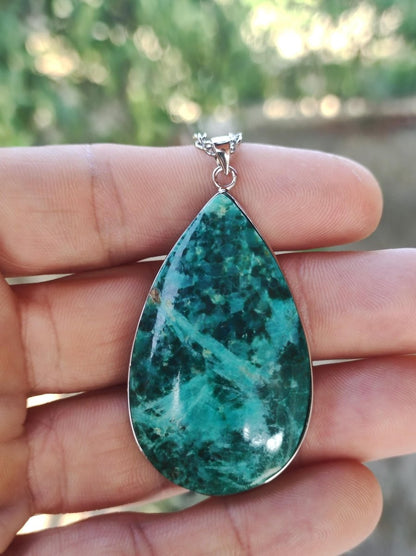 Chrysocoll AAA - 925 Sterling Silber Edelstein Kette Natur blau Schutz Rarität Heilstein Kristall Mann Frau Er Sie Geschenk Freund Bruder - Art of Nature Berlin