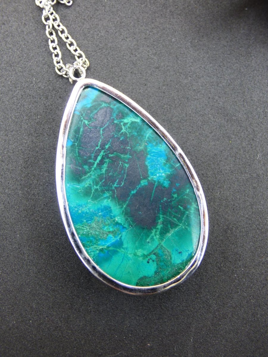 Chrysocoll AAA - 925 Sterling Silber Edelstein Kette Natur blau Schutz Rarität Heilstein Kristall Mann Frau Er Sie Geschenk Freund Bruder - Art of Nature Berlin