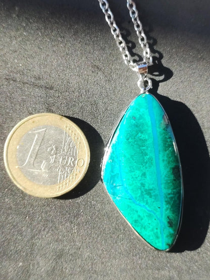 Chrysocoll AAA - 925 Sterling Silber Edelstein Kette Natur blau Schutz Rarität Heilstein Kristall Mann Frau Er Sie Geschenk Freund Bruder - Art of Nature Berlin
