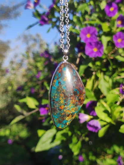 Chrysocoll AAA - 925 Sterling Silber Edelstein Kette Natur blau Schutz Rarität Heilstein Kristall Mann Frau Er Sie Geschenk Freund Bruder - Art of Nature Berlin