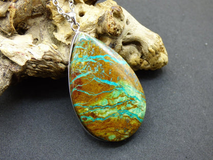 Chrysocoll AAA - Edelstein Kette 925 Silber Natur blau grün Schutz Rarität Heilstein Kristall Mann Frau Er Sie Geschenk Freund Bruder - Art of Nature Berlin