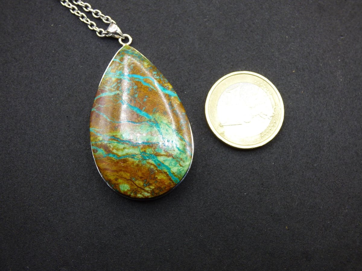 Chrysocoll AAA - Edelstein Kette 925 Silber Natur blau grün Schutz Rarität Heilstein Kristall Mann Frau Er Sie Geschenk Freund Bruder - Art of Nature Berlin