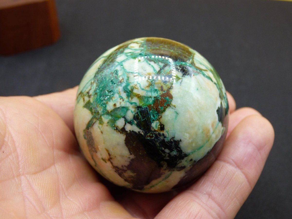 Chrysocoll AAA Sphere ~ Magische Edelstein Kugel Massage & Deko Crystal Meditation Heilstein Rarität Sammler Mineral Rund Chrysokolla Boh - Art of Nature Berlin