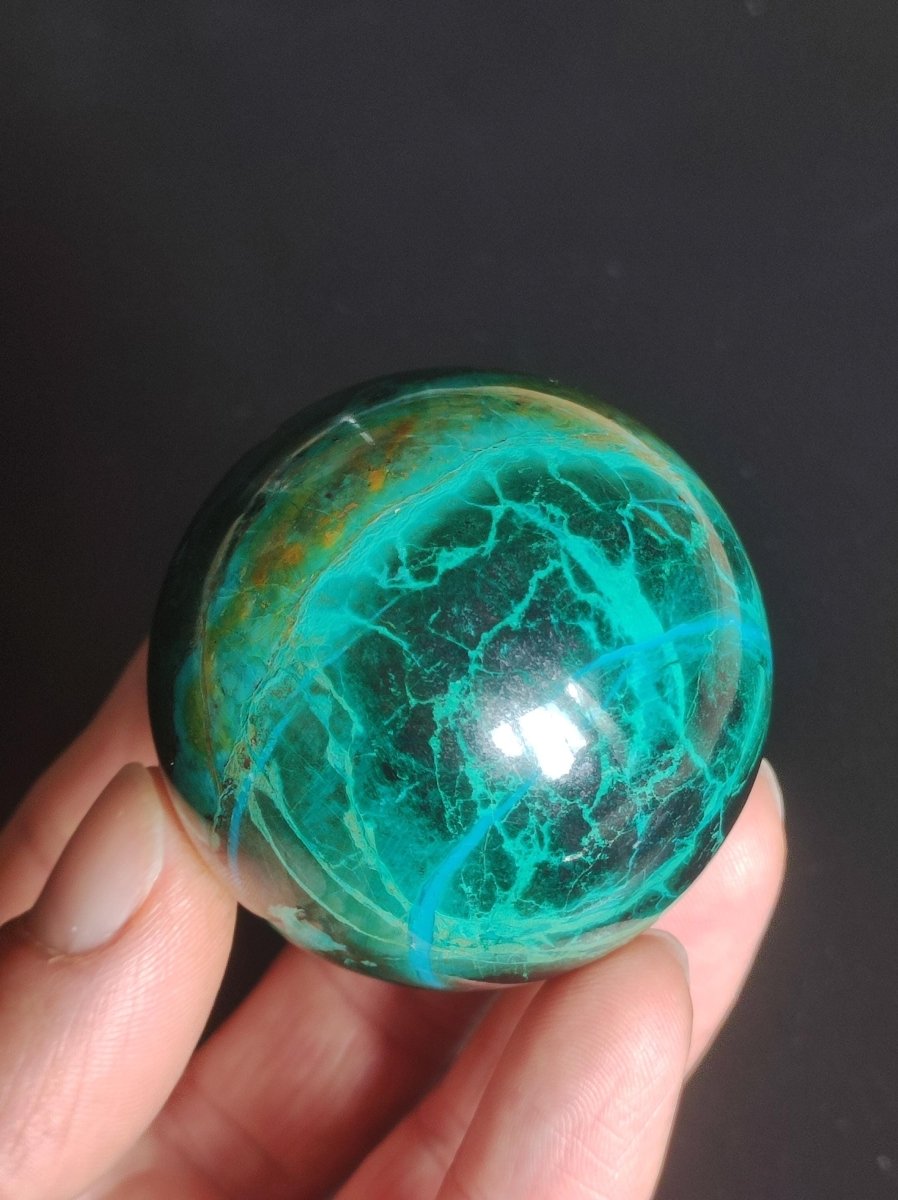 Chrysocoll AAA Sphere ~ Magische Edelstein Kugel Massage & Deko Crystal Meditation Heilstein Rarität Sammler Mineral Rund Chrysokolla Boho - Art of Nature Berlin