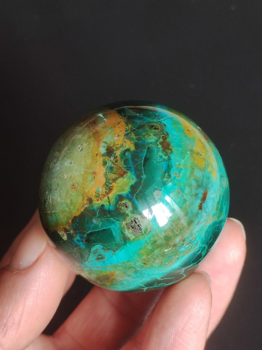 Chrysocoll AAA Sphere ~ Magische Edelstein Kugel Massage & Deko Crystal Meditation Heilstein Rarität Sammler Mineral Rund Chrysokolla Boho - Art of Nature Berlin