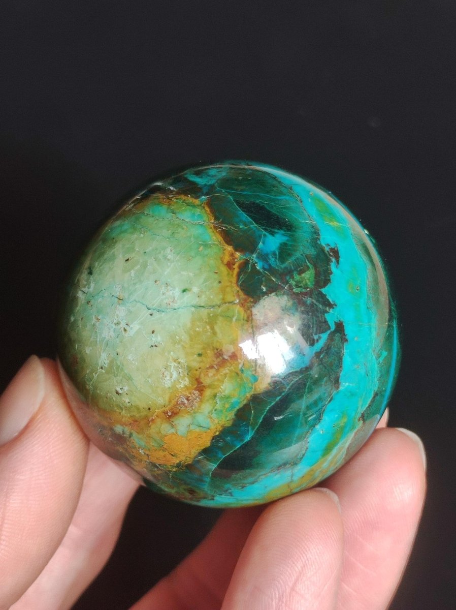 Chrysocoll AAA Sphere ~ Magische Edelstein Kugel Massage & Deko Crystal Meditation Heilstein Rarität Sammler Mineral Rund Chrysokolla Boho - Art of Nature Berlin