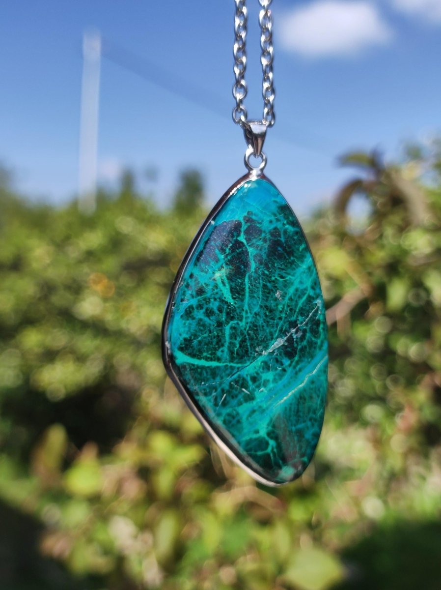 Chrysocoll *beschädigt* 75% OFF - 925 Sterling Silber Edelstein Kette Natur blau Heilstein Kristall Mann Frau Er Sie Geschenk Freund Bruder - Art of Nature Berlin