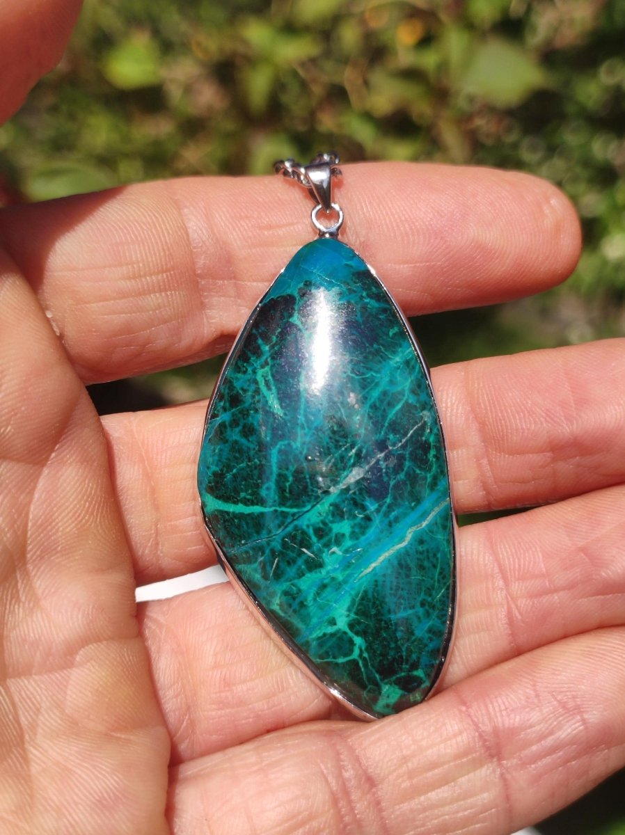 Chrysocoll *beschädigt* 75% OFF - 925 Sterling Silber Edelstein Kette Natur blau Heilstein Kristall Mann Frau Er Sie Geschenk Freund Bruder - Art of Nature Berlin
