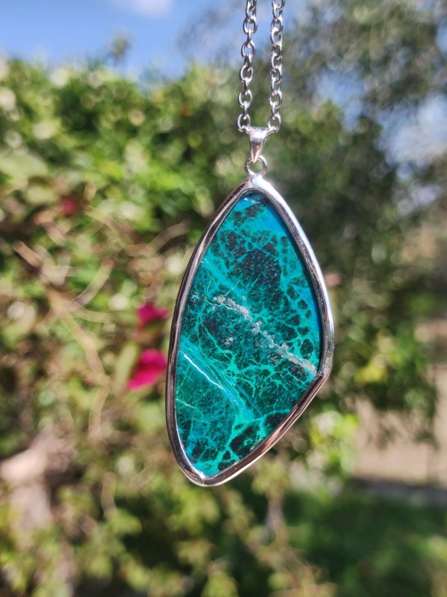 Chrysocoll *beschädigt* 75% OFF - 925 Sterling Silber Edelstein Kette Natur blau Heilstein Kristall Mann Frau Er Sie Geschenk Freund Bruder - Art of Nature Berlin
