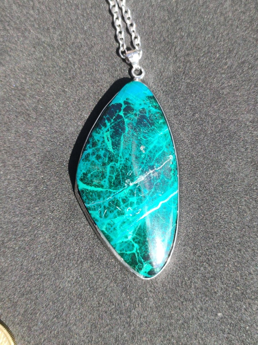 Chrysocoll *beschädigt* 75% OFF - 925 Sterling Silber Edelstein Kette Natur blau Heilstein Kristall Mann Frau Er Sie Geschenk Freund Bruder - Art of Nature Berlin