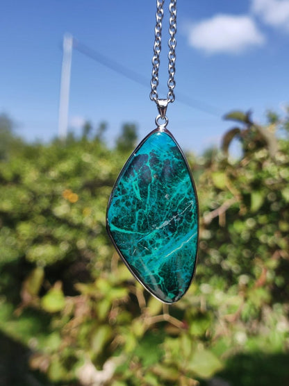 Chrysocoll *beschädigt* 75% OFF - 925 Sterling Silber Edelstein Kette Natur blau Heilstein Kristall Mann Frau Er Sie Geschenk Freund Bruder - Art of Nature Berlin
