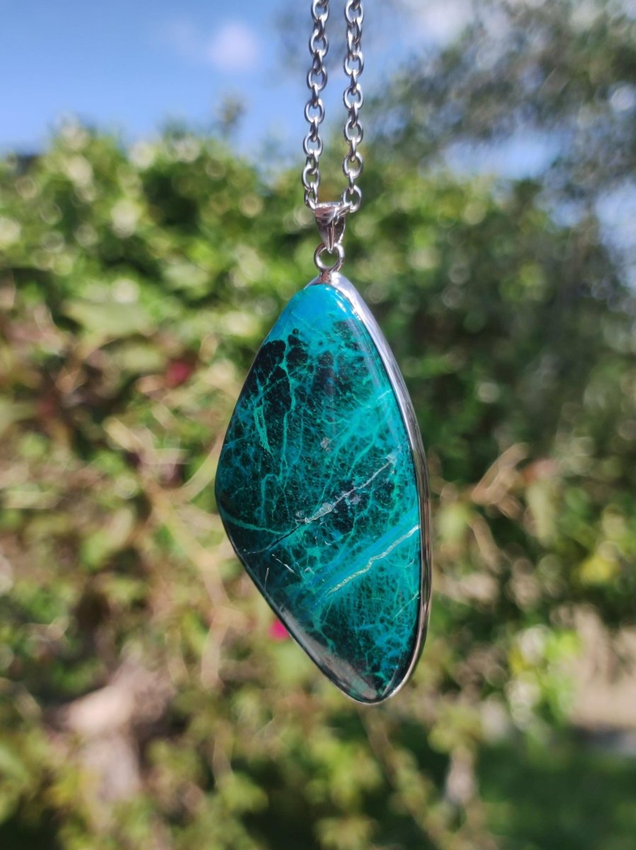 Chrysocoll *beschädigt* 75% OFF - 925 Sterling Silber Edelstein Kette Natur blau Heilstein Kristall Mann Frau Er Sie Geschenk Freund Bruder - Art of Nature Berlin