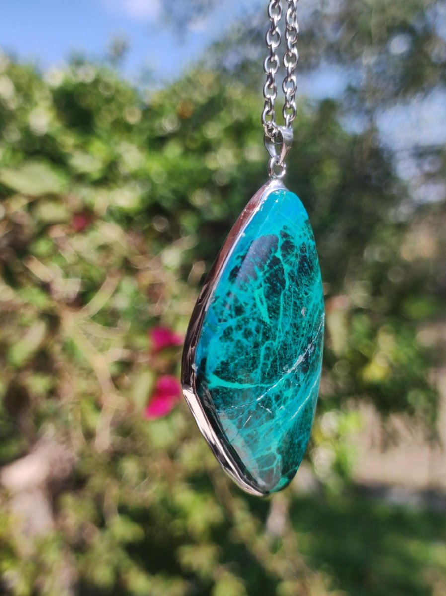 Chrysocoll *beschädigt* 75% OFF - 925 Sterling Silber Edelstein Kette Natur blau Heilstein Kristall Mann Frau Er Sie Geschenk Freund Bruder - Art of Nature Berlin