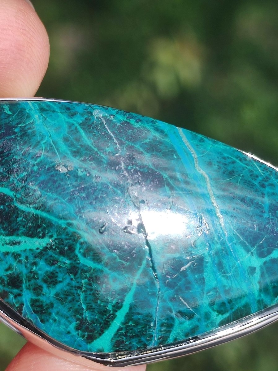 Chrysocoll *beschädigt* 75% OFF - 925 Sterling Silber Edelstein Kette Natur blau Heilstein Kristall Mann Frau Er Sie Geschenk Freund Bruder - Art of Nature Berlin