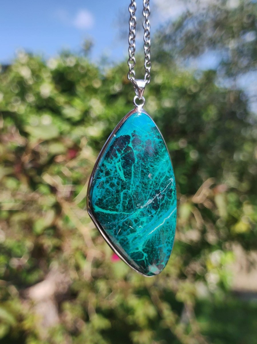 Chrysocoll *beschädigt* 75% OFF - 925 Sterling Silber Edelstein Kette Natur blau Heilstein Kristall Mann Frau Er Sie Geschenk Freund Bruder - Art of Nature Berlin