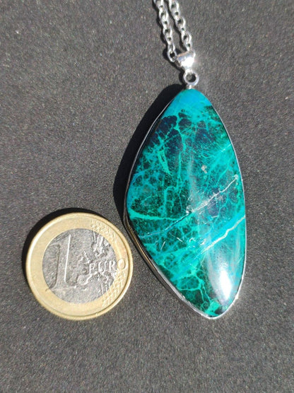 Chrysocoll *beschädigt* 75% OFF - 925 Sterling Silber Edelstein Kette Natur blau Heilstein Kristall Mann Frau Er Sie Geschenk Freund Bruder - Art of Nature Berlin