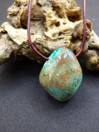Chrysocoll Chrysokoll Chrysocolla Edelstein Kette blau Natur HIPPIE GOA Boho Ethno Heilstein Kristalle Schmuck Anhänger Mann Frau Geschenk - Art of Nature Berlin