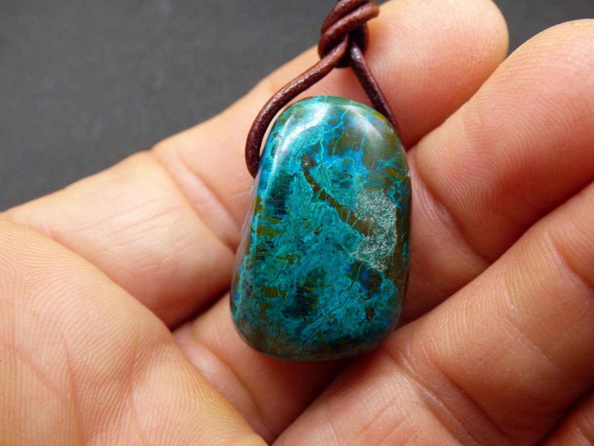 Chrysocoll Chrysokoll Chrysocolla Edelstein Kette blau Natur HIPPIE GOA Boho Ethno Heilstein Kristalle Schmuck Anhänger Mann Frau Geschenk - Art of Nature Berlin