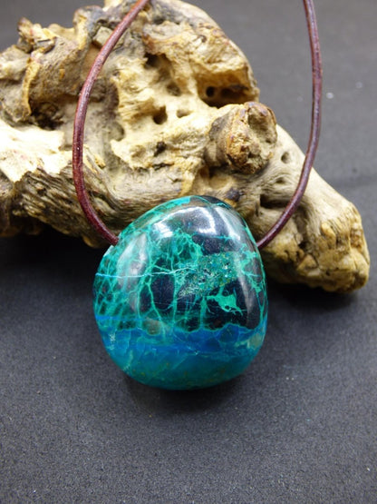 Chrysocoll Chrysokoll Chrysocolla Edelstein Kette blau Natur HIPPIE GOA Boho Ethno Heilstein Kristalle Schmuck Anhänger Mann Frau Geschenk - Art of Nature Berlin