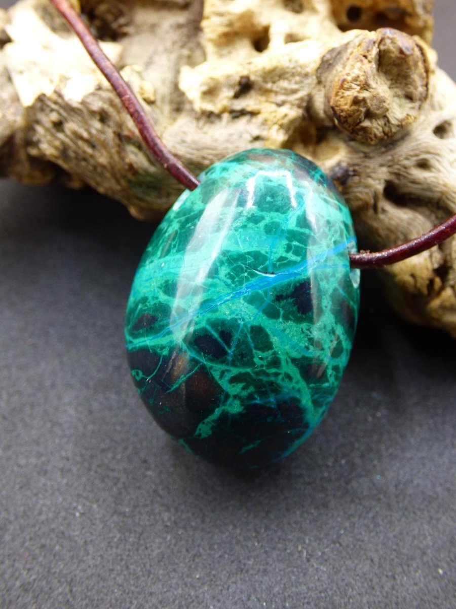 Chrysocoll Chrysokoll Chrysocolla Edelstein Kette blau Natur HIPPIE GOA Boho Ethno Heilstein Kristalle Schmuck Anhänger Mann Frau Geschenk - Art of Nature Berlin