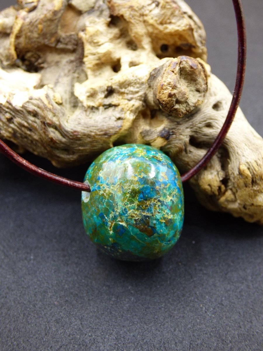 Chrysocoll Chrysokoll Chrysocolla Edelstein Kette blau Natur HIPPIE GOA Boho Ethno Heilstein Kristalle Schmuck Anhänger Mann Frau Geschenk - Art of Nature Berlin