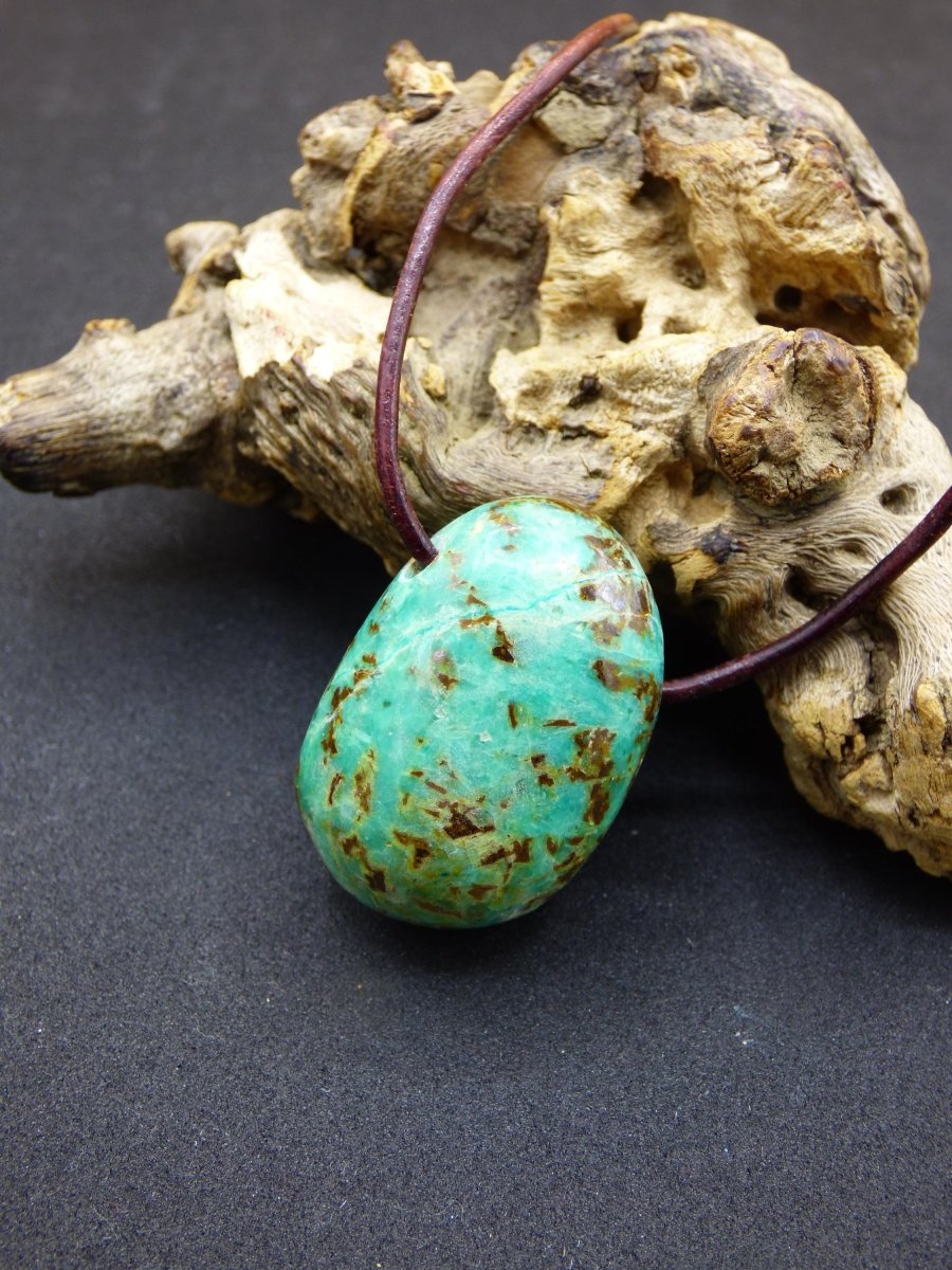 Chrysocoll Chrysokoll Chrysocolla Edelstein Kette blau Natur HIPPIE GOA Boho Ethno Heilstein Kristalle Schmuck Anhänger Mann Frau Geschenk - Art of Nature Berlin