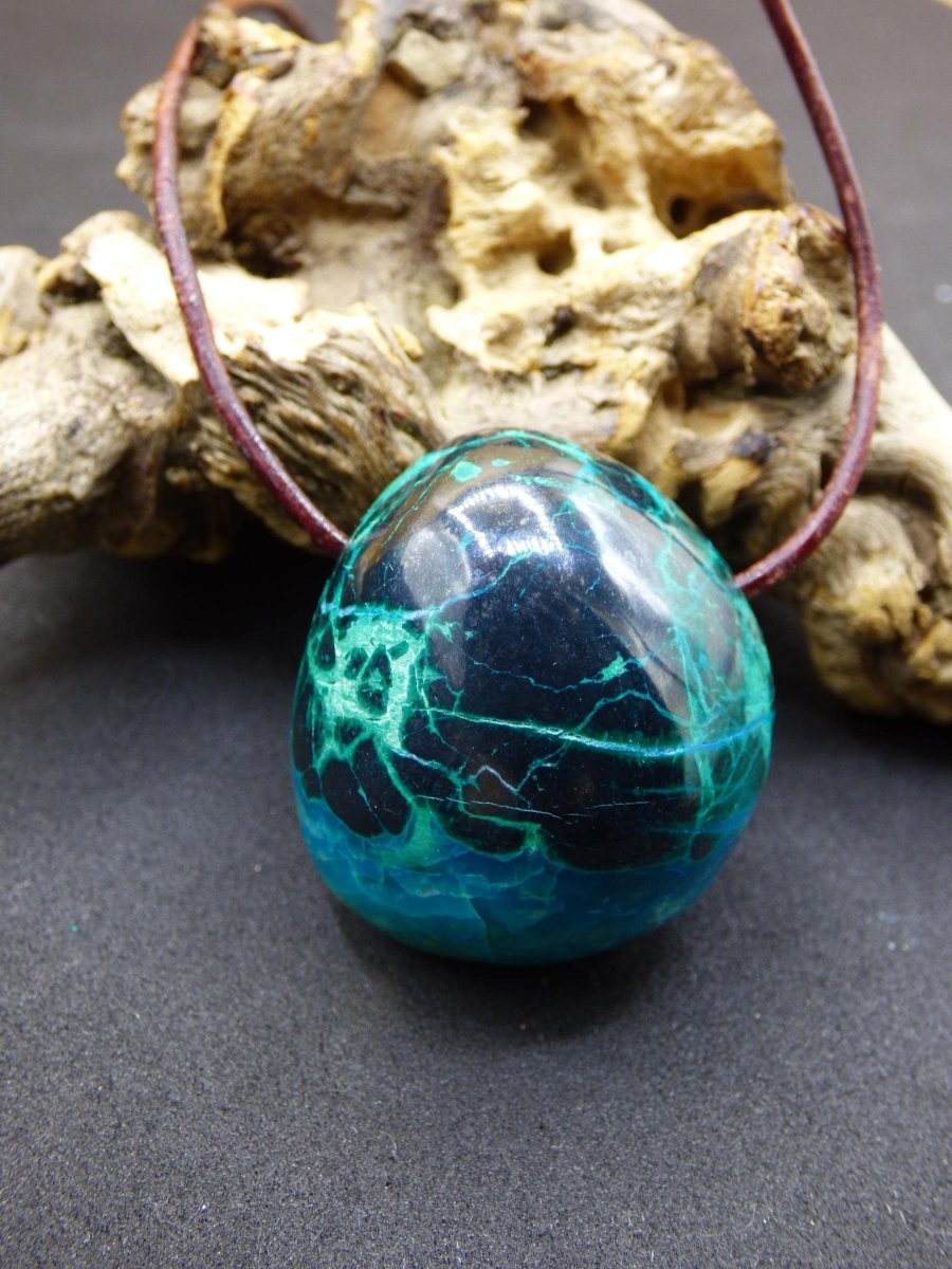 Chrysocoll Chrysokoll Chrysocolla Edelstein Kette blau Natur HIPPIE GOA Boho Ethno Heilstein Kristalle Schmuck Anhänger Mann Frau Geschenk - Art of Nature Berlin