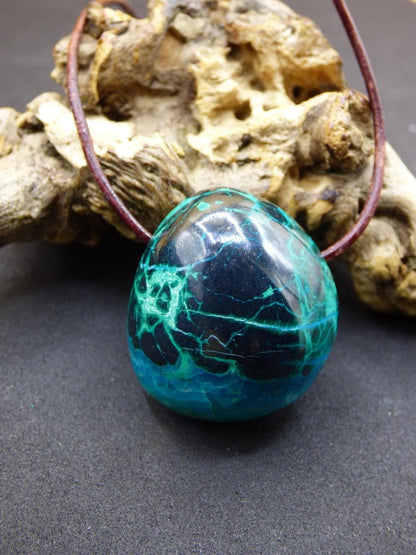Chrysocoll Chrysokoll Chrysocolla Edelstein Kette blau Natur HIPPIE GOA Boho Ethno Heilstein Kristalle Schmuck Anhänger Mann Frau Geschenk - Art of Nature Berlin