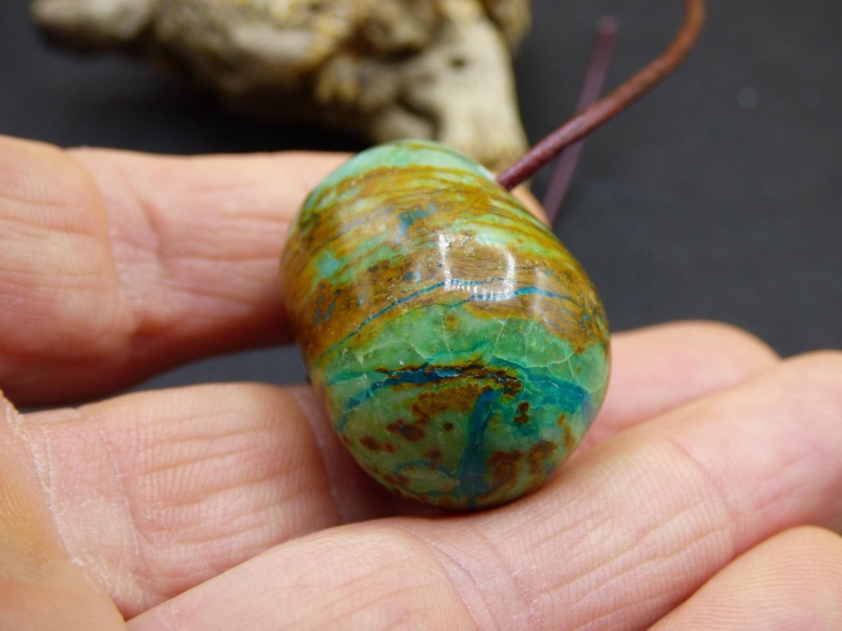 Chrysocoll Chrysokoll Chrysocolla Edelstein Kette blau Natur HIPPIE GOA Boho Ethno Heilstein Kristalle Schmuck Anhänger Mann Frau Geschenk - Art of Nature Berlin