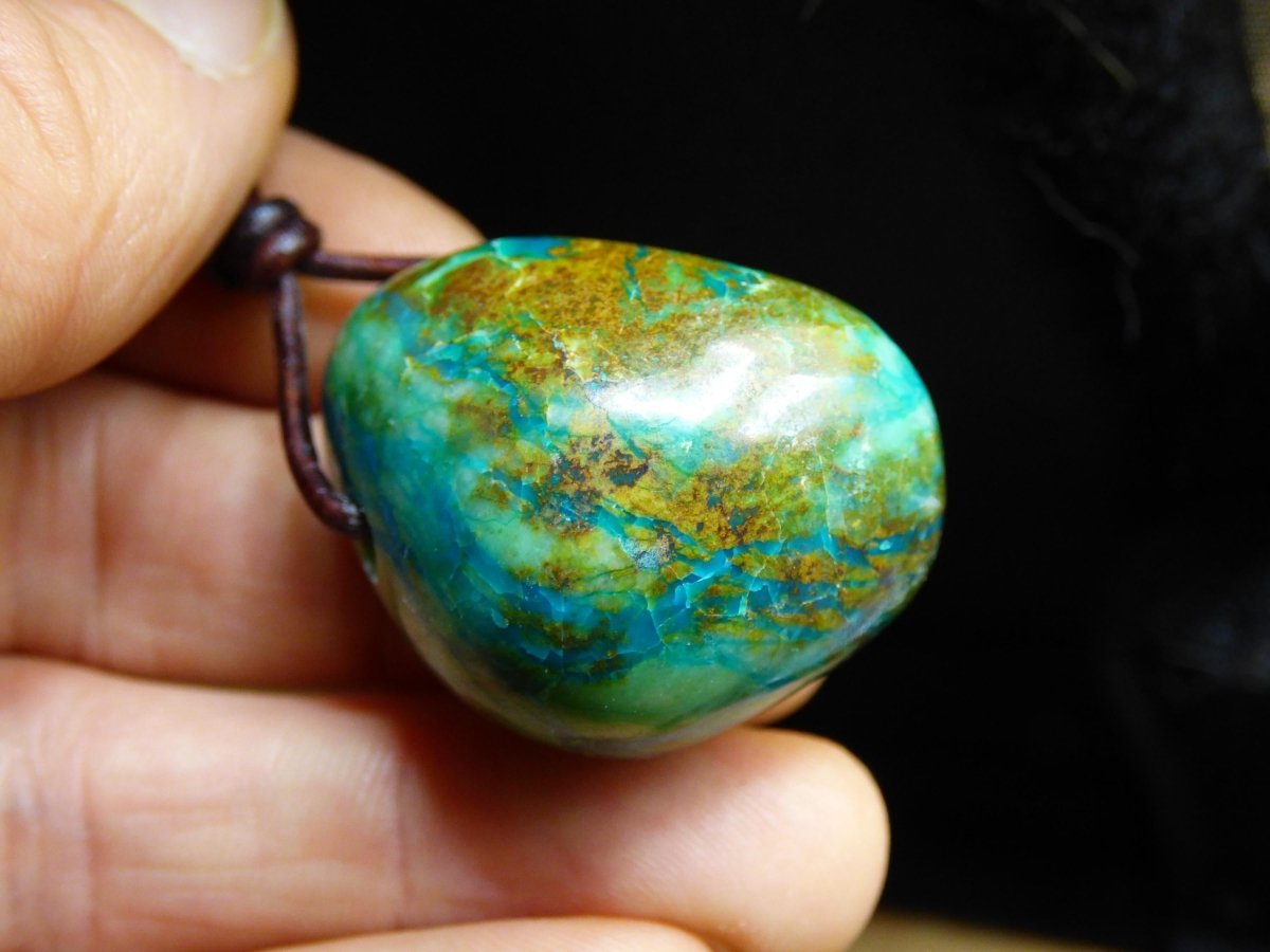 Chrysocoll Chrysokoll Chrysocolla Edelstein Kette blau Natur HIPPIE GOA Boho Ethno Heilstein Kristalle Schmuck Anhänger Mann Frau Geschenk - Art of Nature Berlin