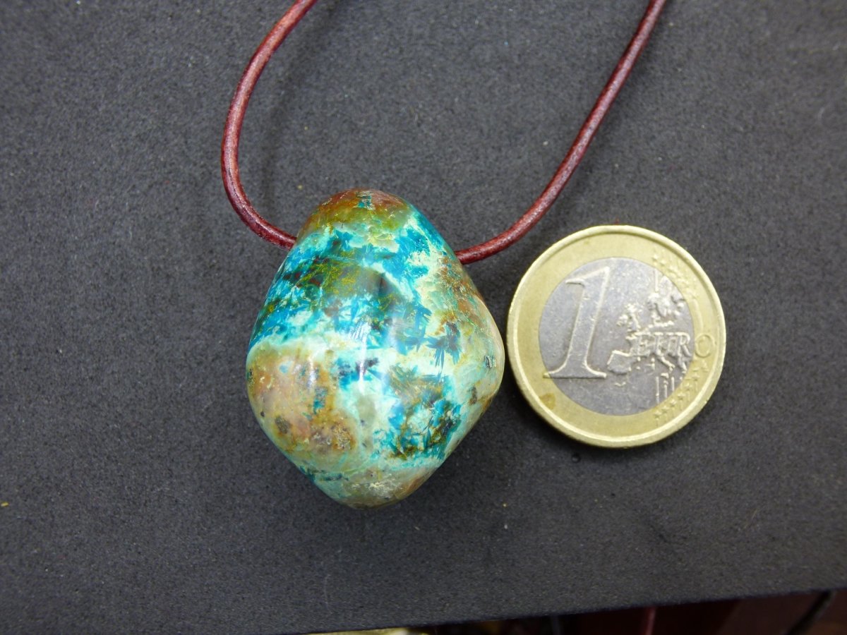 Chrysocoll Chrysokoll Chrysocolla Edelstein Kette blau Natur HIPPIE GOA Boho Ethno Heilstein Kristalle Schmuck Anhänger Mann Frau Geschenk - Art of Nature Berlin