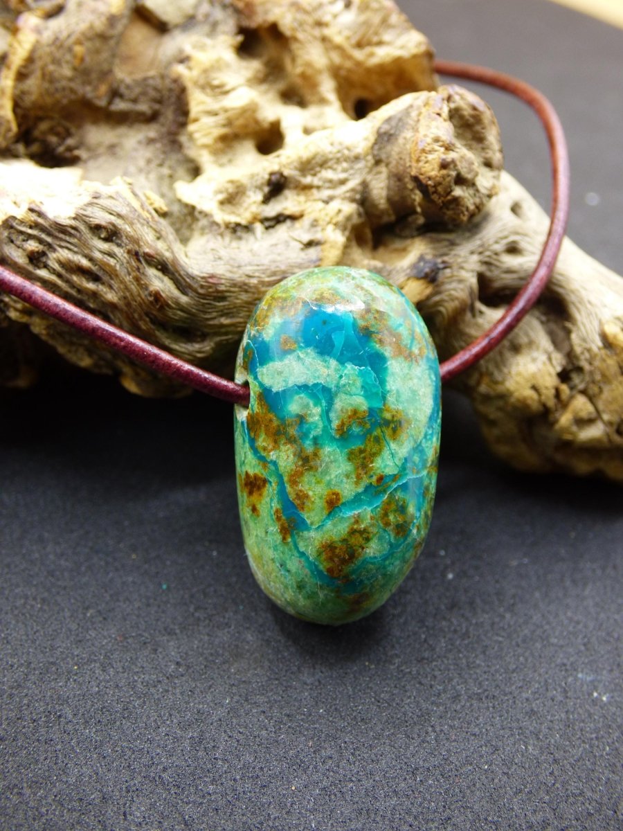 Chrysocoll Chrysokoll Chrysocolla Edelstein Kette blau Natur HIPPIE GOA Boho Ethno Heilstein Kristalle Schmuck Anhänger Mann Frau Geschenk - Art of Nature Berlin