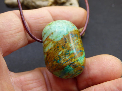 Chrysocoll Chrysokoll Chrysocolla Edelstein Kette blau Natur HIPPIE GOA Boho Ethno Heilstein Kristalle Schmuck Anhänger Mann Frau Geschenk - Art of Nature Berlin