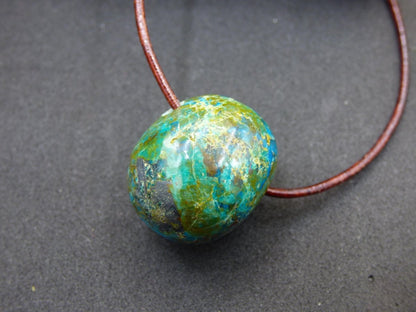 Chrysocoll Chrysokoll Chrysocolla Edelstein Kette blau Natur HIPPIE GOA Boho Ethno Heilstein Kristalle Schmuck Anhänger Mann Frau Geschenk - Art of Nature Berlin