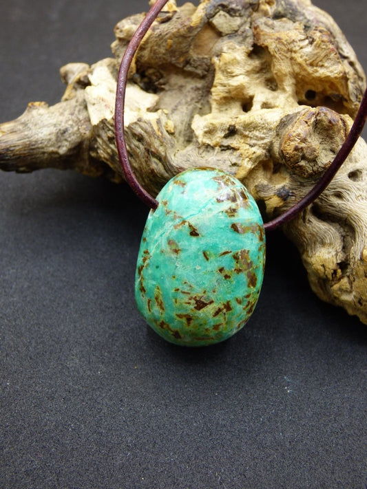 Chrysocoll Chrysokoll Chrysocolla Edelstein Kette blau Natur HIPPIE GOA Boho Ethno Heilstein Kristalle Schmuck Anhänger Mann Frau Geschenk - Art of Nature Berlin