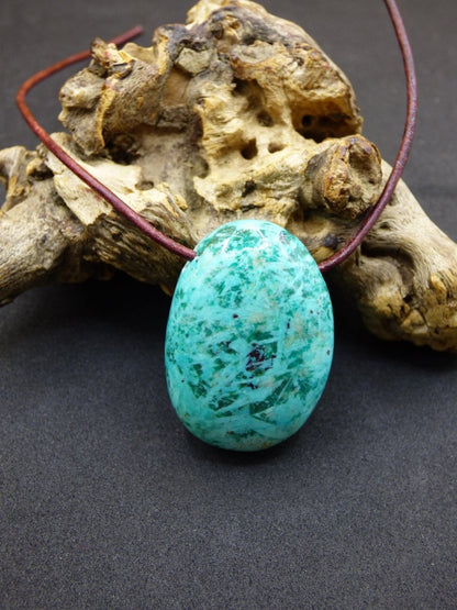 Chrysocoll Chrysokoll Chrysocolla Edelstein Kette blau Natur HIPPIE GOA Boho Ethno Heilstein Kristalle Schmuck Anhänger Mann Frau Geschenk - Art of Nature Berlin