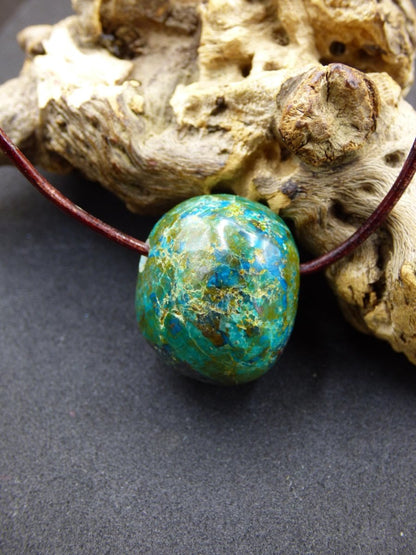 Chrysocoll Chrysokoll Chrysocolla Edelstein Kette blau Natur HIPPIE GOA Boho Ethno Heilstein Kristalle Schmuck Anhänger Mann Frau Geschenk - Art of Nature Berlin