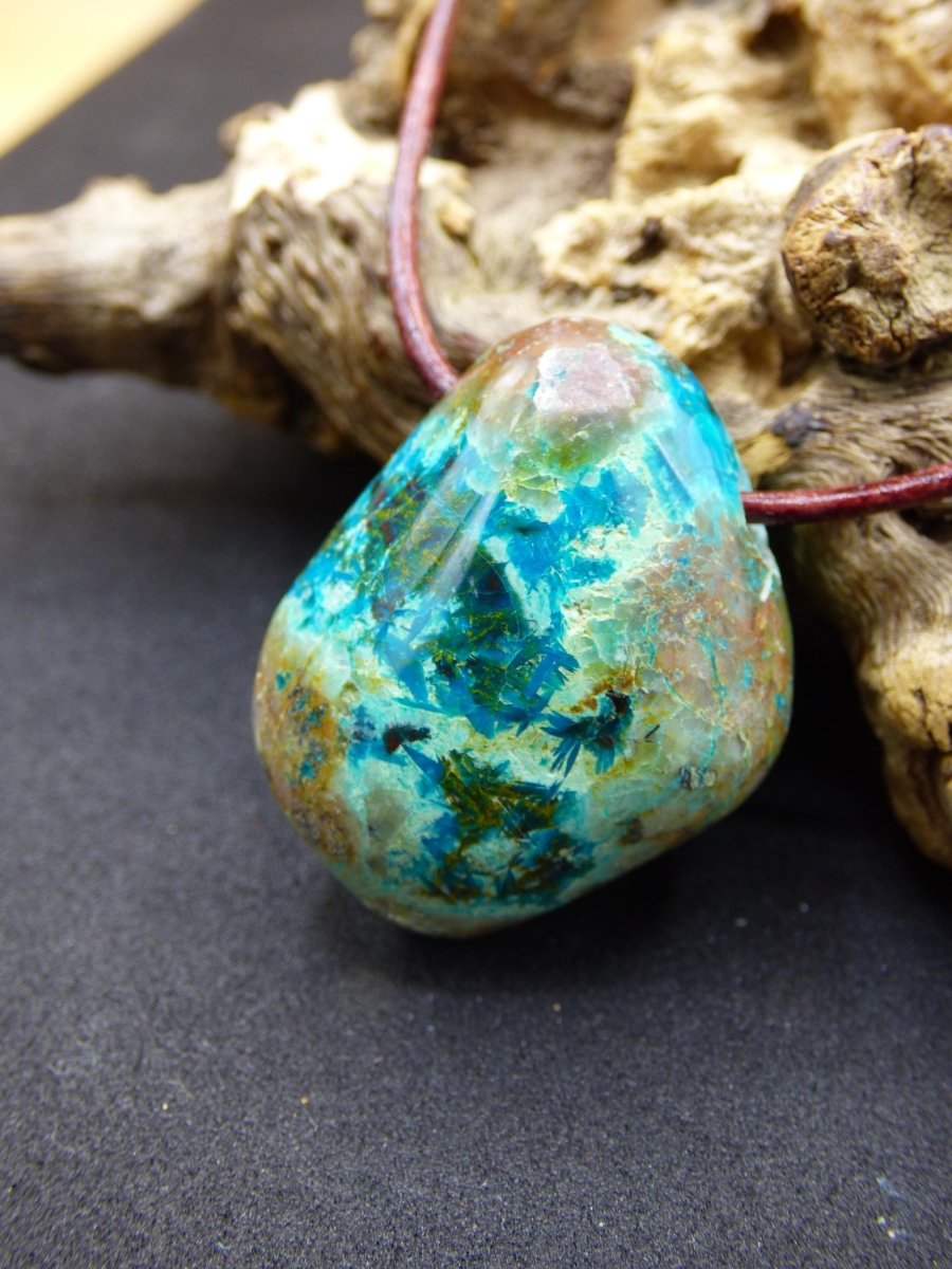 Chrysocoll Chrysokoll Chrysocolla Edelstein Kette blau Natur HIPPIE GOA Boho Ethno Heilstein Kristalle Schmuck Anhänger Mann Frau Geschenk - Art of Nature Berlin