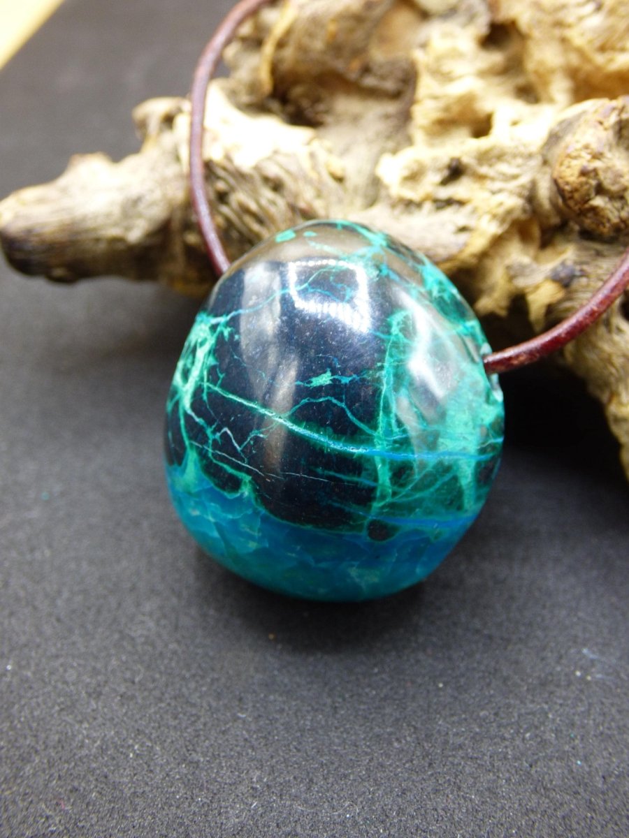 Chrysocoll Chrysokoll Chrysocolla Edelstein Kette blau Natur HIPPIE GOA Boho Ethno Heilstein Kristalle Schmuck Anhänger Mann Frau Geschenk - Art of Nature Berlin
