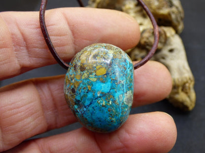 Chrysocoll Chrysokoll Chrysocolla Edelstein Kette blau Natur HIPPIE GOA Boho Ethno Heilstein Kristalle Schmuck Anhänger Mann Frau Geschenk - Art of Nature Berlin