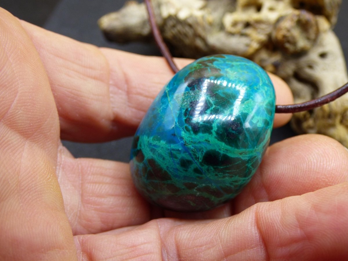 Chrysocoll Chrysokoll Chrysocolla Edelstein Kette blau Natur HIPPIE GOA Boho Ethno Heilstein Kristalle Schmuck Anhänger Mann Frau Geschenk - Art of Nature Berlin