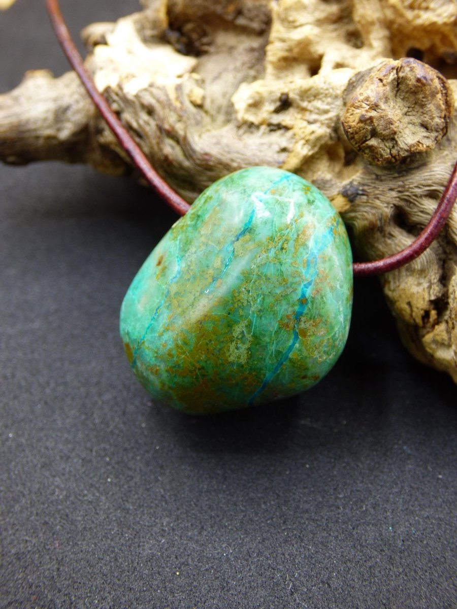 Chrysocoll Chrysokoll Chrysocolla Edelstein Kette blau Natur HIPPIE GOA Boho Ethno Heilstein Kristalle Schmuck Anhänger Mann Frau Geschenk - Art of Nature Berlin